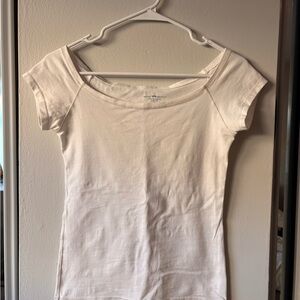 Brandy Melville White Scoop Neck / off the shoulder Short Sleeve Tee